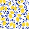 Tropical pattern with stylized lemons. Vector seamless texture.