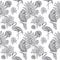 Tropical pattern tropical with parrots and flamingos on a branch tropical pattern and leaves