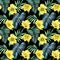 Tropical patterns, Seamless tropical pattern with palm leaves and yellow flowers. Botanical watercolor. Hellebore flower