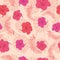 Tropical pink hibiscus flowers seamless pattern.