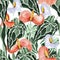 Tropical plant anthurium crystal watercolor seamless pattern