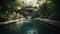 Tropical poolside oasis, nature beauty in luxury generated by AI