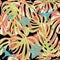 Tropical Print. Jungle Seamless Pattern. Vector Tropic Summer Motif with Hawaiian Flowers.