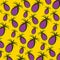 Tropical purple pineapple on a yellow background.