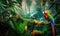 tropical rainforest adventure complete with parrots Creating using generative AI tools