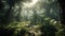 Tropical rainforest beauty in nature, mysterious adventure generated by AI