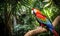 The tropical rainforest is home to vibrant parrots Creating using generative AI