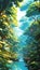 Tropical rainforest landscape illustration ai generated