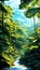 Tropical rainforest landscape illustration ai generated