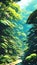 Tropical rainforest landscape illustration ai generated