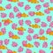 Tropical reef seamless pattern anemone fish.Hand drawn clownfish ocean colorful underwater background.Vacation, holiday