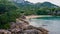 Tropical rocky beach at Koh Samui.Thailand Asia. Drone.