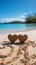 Tropical romance Sand hosts handwritten hearts against a serene beach background