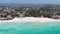 Tropical Sandy Beach with Clear Ocean, Tidal Waves and Hotels, Zanzibar, Aerial