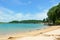 Tropical sandy beach of St John Island, Singapore