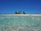 Tropical sea shore kayak on beach sand underwater