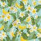Tropical Seamless Pattern with Bananas and Palm Leaves. Summer Floral Exotic Background for Wallpaper, Fabric