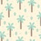 Tropical seamless pattern with cartoon palm and cactus