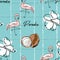 Tropical seamless pattern with cute hand drawn doodle animals