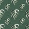 Tropical seamless pattern on dark green background. Abstract texture decoration with leaf monstera real color with white spots