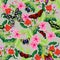 Tropical seamless pattern with flowers, butterflies. Vector floral patch for print, fabric, scarf