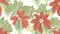 Tropical seamless pattern,  red umbrella tree and green leaves on white background