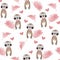 Tropical seamless pattern with sloths animal and palm leaves. Baby animal illustration for kids.