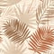 Tropical seamless pattern with terracotta dotted palm leaves silhouettes. Jungle stipple vector art