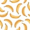 Tropical seamless pattern with whole banana fruits on white background. Endless fruity Hawaiian design for printing and