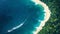 Tropical seascape in aerial perspective. AI generated illustration