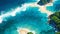 Tropical seascape in aerial perspective. AI generated illustration