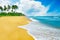 Tropical seascape with blue sky and yellow sand