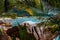 Tropical secluded beach framed by nature foliage on the trekking tour through the jungle to hidden Marron beach, La