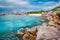 Tropical secluded beach at Seychelles - nature background