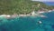 Tropical Secluded Island Koh Tao with Crystal Clear Lagoon Water and White Sandy Beach in Thailand. Aerial Top View