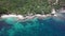 Tropical Secluded Island Koh Tao with Crystal Clear Lagoon Water and White Sandy Beach in Thailand. Aerial Top View