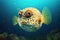 Tropical Serenade Beautiful Pufferfish Under the Ocean - Generative AI