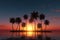 Tropical serenity palm trees against a mesmerizing and colorful sunset