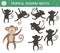 Tropical shadow matching activity for children. Preschool jungle puzzle. Cute exotic educational riddle. Find the correct monkey