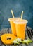 Tropical smoothie with papaya and banana