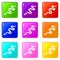 Tropical snake icons set 9 color collection