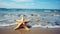 Tropical starfish decorates serene Caribbean coastline, reflecting summer beauty generated by AI