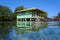 Tropical stilt house over the sea