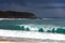 Tropical storm over the beach with surf