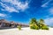 Tropical straw cabins on the tropical beach