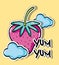 Tropical strawberry with cloud patches design