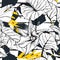 Tropical, stripe, animal motif. Seamless pattern