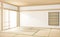 Tropical style room interior, empty room japan style. 3D rendering