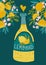 Tropical summer poster. Lemonade card. Hand drawn smoothies, lemonade, fresh, juice, detox. Vector illustration