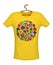 Tropical summer print on t-shirt yellow color,